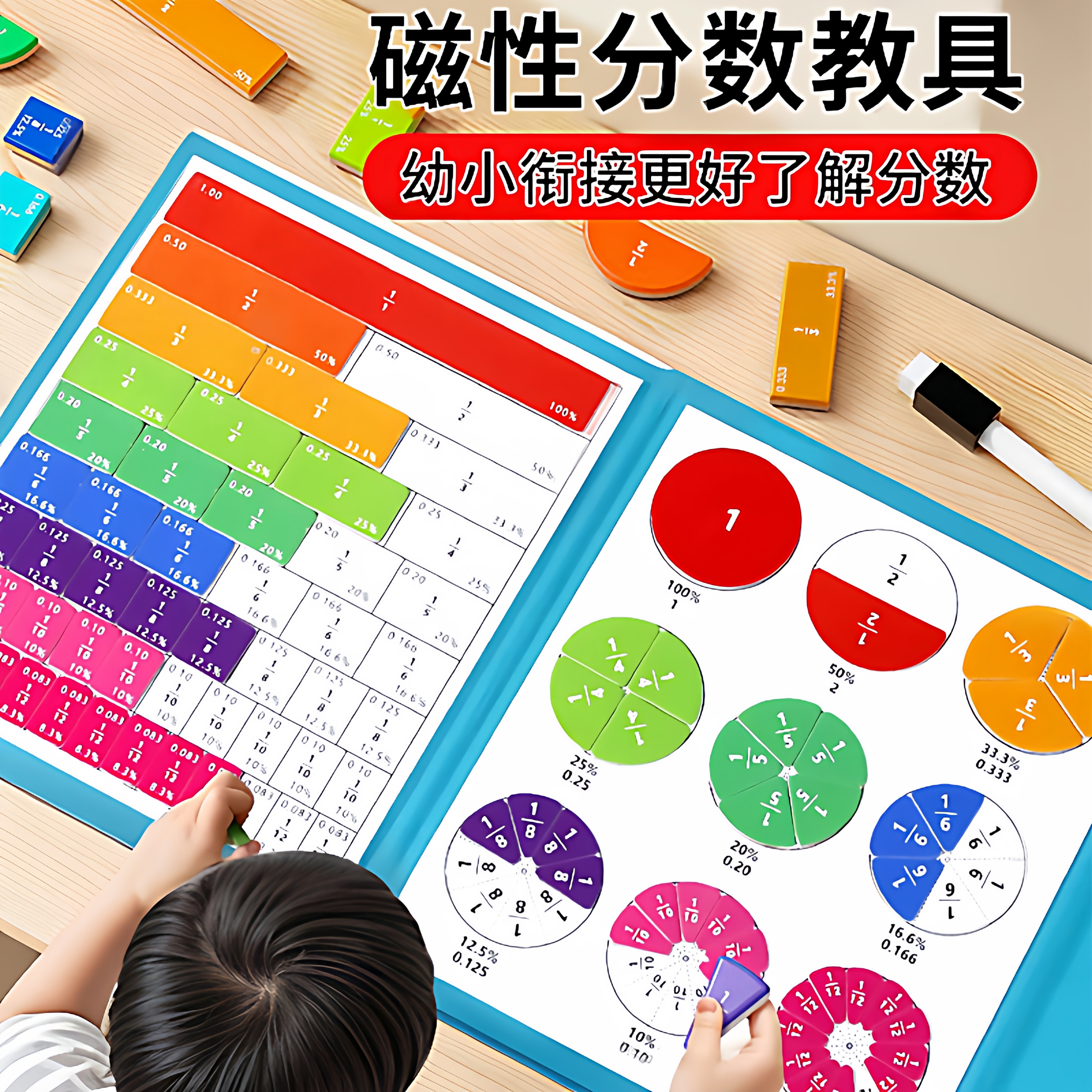 磁吸分数盘教具磁性学习盘套装