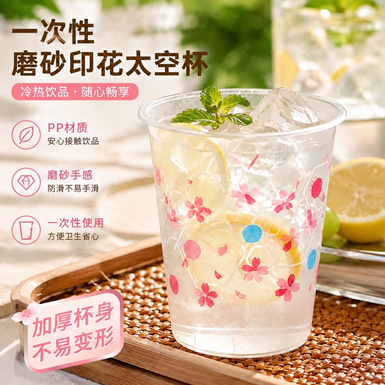 一次性印花杯加厚塑料杯