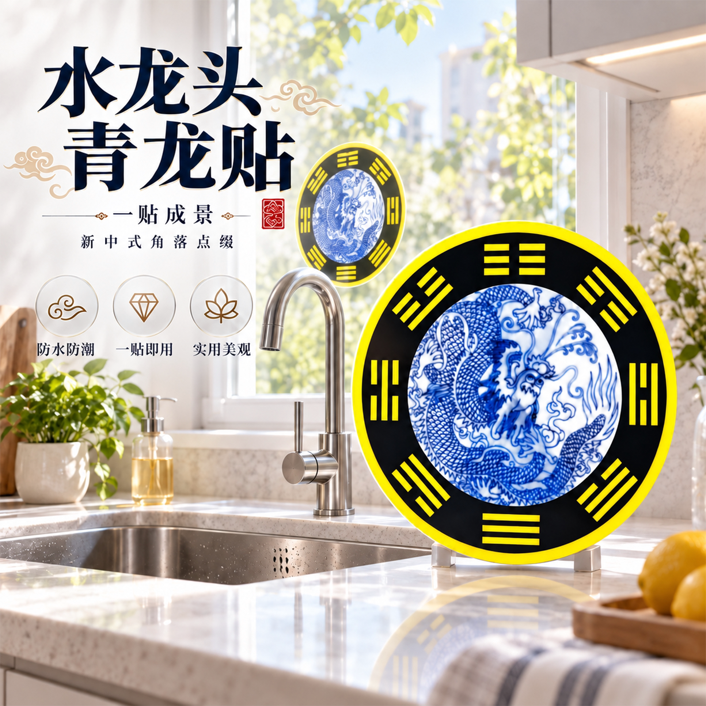 青龙牌自粘水龙头窗户贴大吉