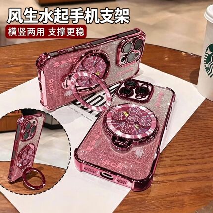爆款风生水起手机支架适用所有手机壳旋转陀螺款高级感防摔情侣款