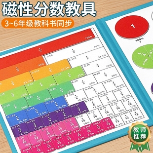 数学教具分数学习盘磁性磁吸演示器小学三四五年级全套磁力贴
