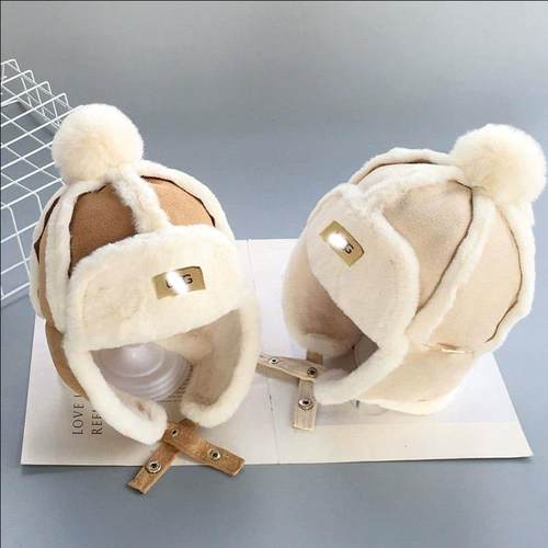 新款美拉德儿童帽子秋冬天加厚防寒护耳雷锋帽1-3岁男童女童潮牌