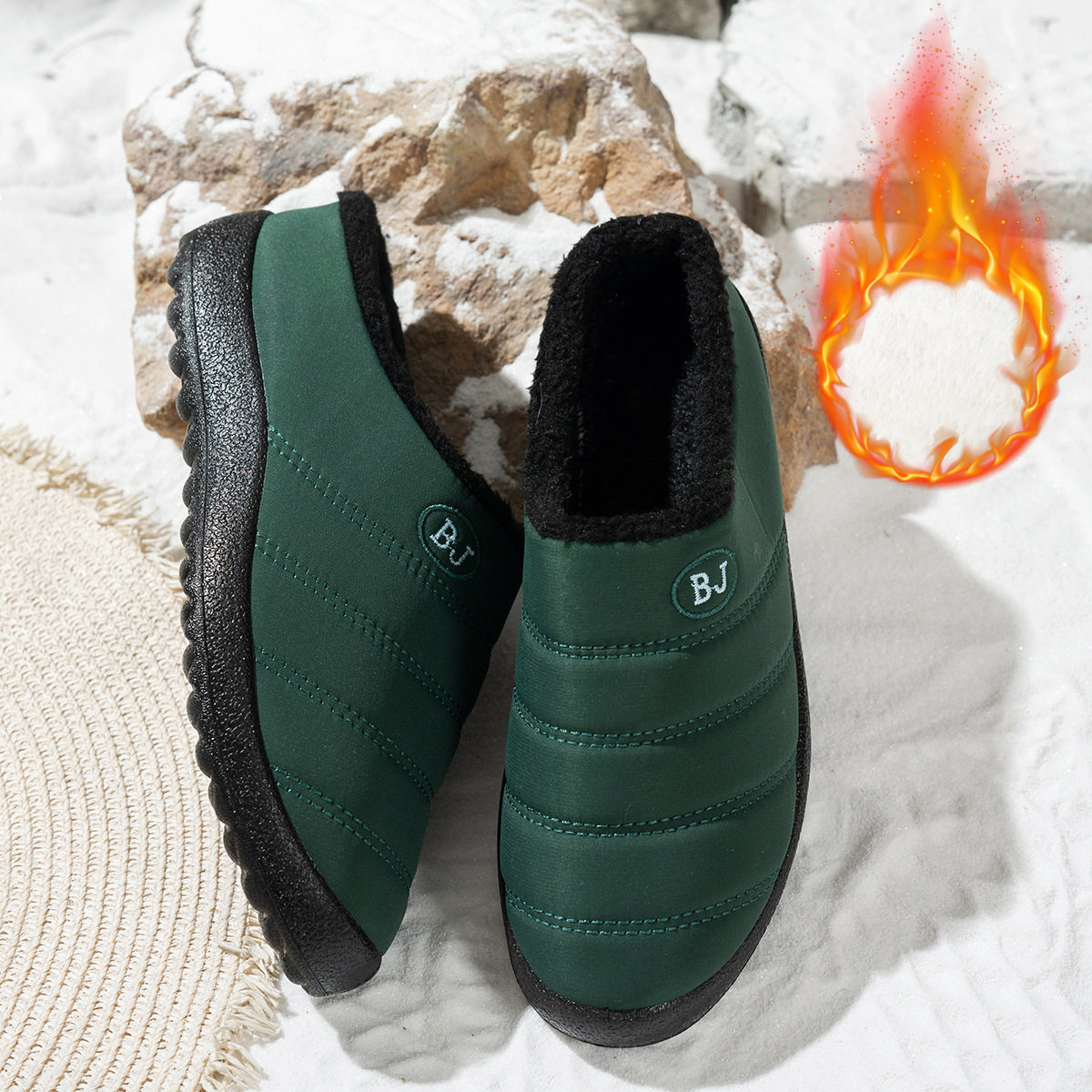 2025秋冬穿棉鞋女居家浅半跟棉拖厚毛绒软底防滑45防水42大43码44