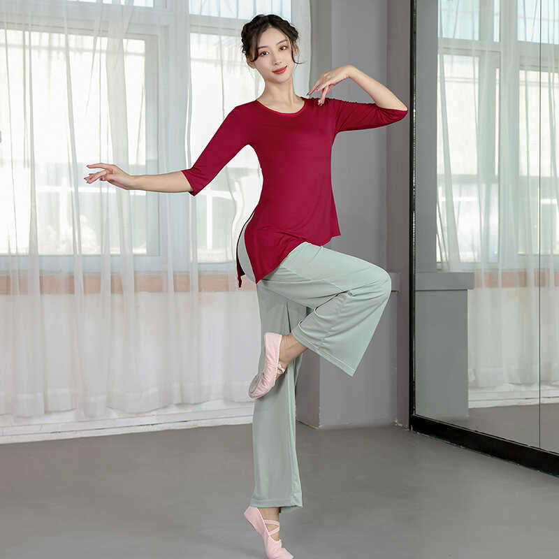 古典舞练功服班服女短袖上衣集训练习服形体民族莫代尔舞蹈服套装