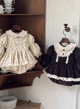 婴幼童包屁连身衣裙2026春秋新品女宝甜美可爱碎花公主韩版爬服