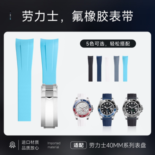 原装款氟橡胶表带适用劳力士黑绿水鬼迪通拿GMT格林尼治20mm弧口