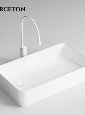 侧边下水方形台上盆单盆阳台洗手盆洗脸盆左右排水洗衣机柜台面盆