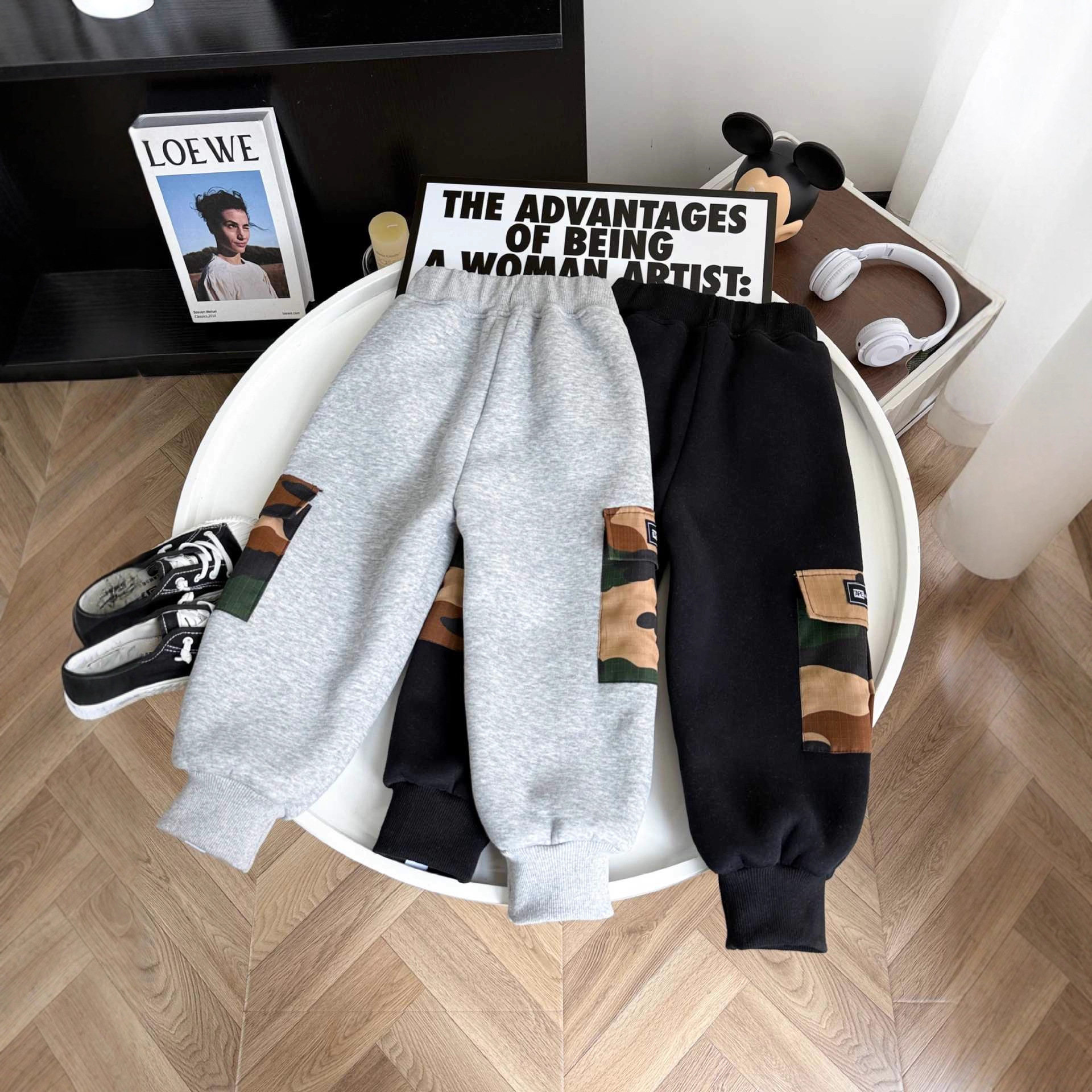 儿童工装裤2025冬季新款羊驼绒裤