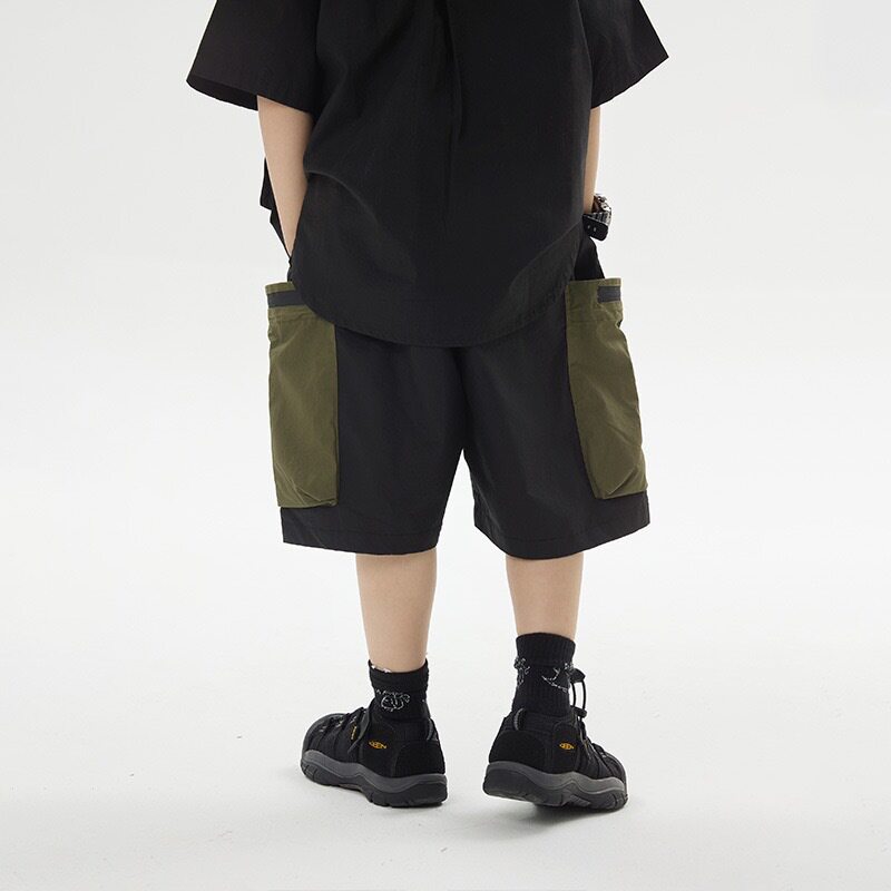 男童短裤2026夏季新款儿童帅气工装裤中大童韩版撞色口袋五分裤潮