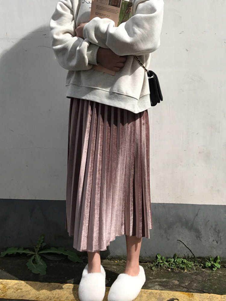 Pleated skirt Mid length version skirt winter sweater Autumn and winter overcoat skirt Paige Velvet skirt Polyester fiberin the Women's clothing/Boutique , Skirts  category - from Buy2taobao.com to provide professional Taobao agent buy service