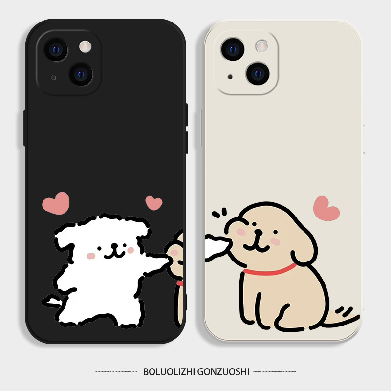 线条小狗情侣iPhone16手机壳适用苹果15promax硅胶小米13华为pura70新款vivo18荣耀x50男女一加12防摔14plus