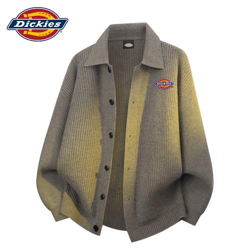 Dickies毛衣男秋季翻领针织开衫