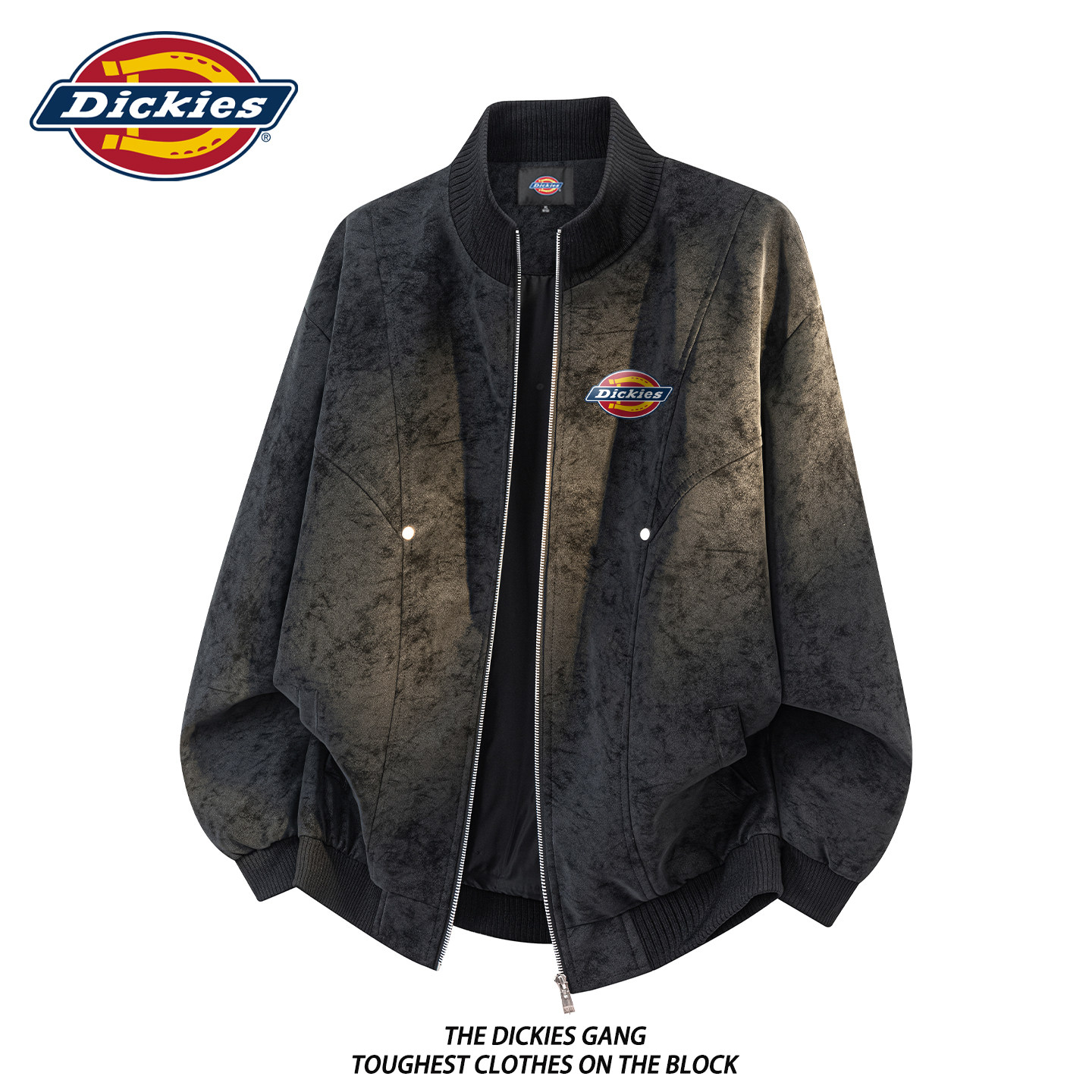 Dickies纯色立领皮衣男2026秋季美式复古机车服户外休闲防风夹克
