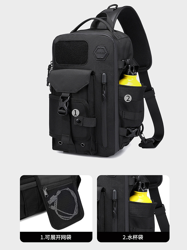 야외 다기능 크로스 바디 백 남성 전술 가슴 가방 스포츠 발수 기능성 멀티 포켓 캐주얼 패션 가방