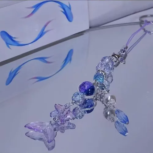 【梦幻蓝紫海星鱼尾】手机链咕本链卡册书包挂链手账本ccd挂件饰