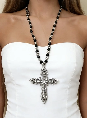 暗黑哥特y2k重工双层几何串珠项链女小众设计感朋克个性锁骨链