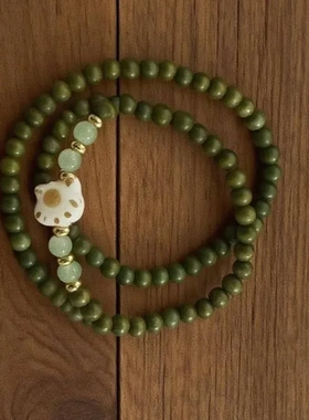 热销原创草木绿手串女呆萌小猫咪闺蜜时尚手串猫爪高颜值情侣礼物