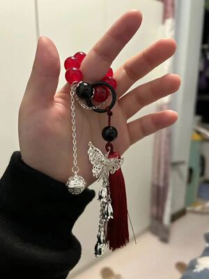 殿下 新中式你是百无禁忌手捻宫铃银碟红色绕指柔盘玩把件手串同