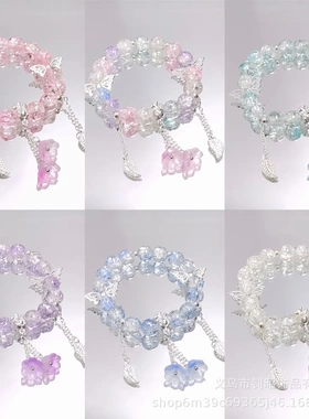新款甜美爆花水晶铃兰花手链小众设计蝴蝶轻奢高颜值手饰直销