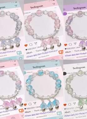 森系爆花水晶兰花铃铛手链小清新甜美简约百搭半镯手链直销