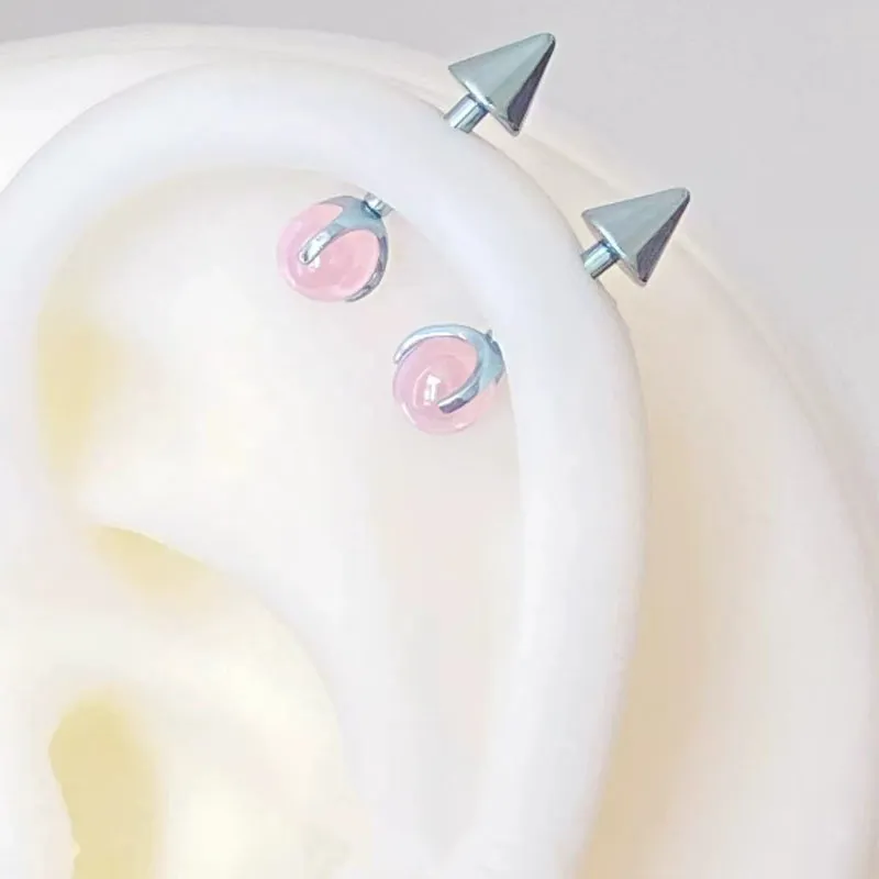 绝美恶魔龙爪粉月宝石耳环恶魔耳钉女轻奢高级感独特小众百搭耳饰