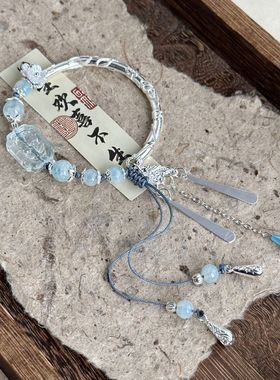 【沧蓝静逸】新中式串珠编织绳手串女复古宫廷风百搭手饰时尚手链