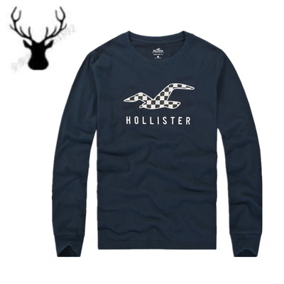 特价Hollister男士纯棉圆领长袖小海鸥纯色大码T恤AF休闲打底衫男