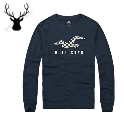 特价Hollister男士纯棉圆领长袖小海鸥纯色大码T恤AF休闲打底衫男