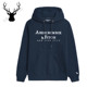 美国Abercrombie＆Fitch男AF经典 小鹿加绒套头卫衣连帽开衫 外套厚