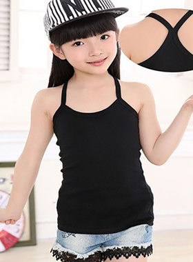 儿童背心男童夏季薄款纯棉睡衣男孩女童小孩黑色白色工字跨栏上衣