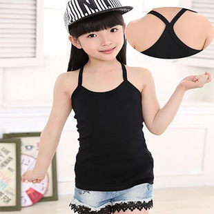 儿童背心男童夏季薄款纯棉睡衣男孩女童小孩黑色白色工字跨栏上衣