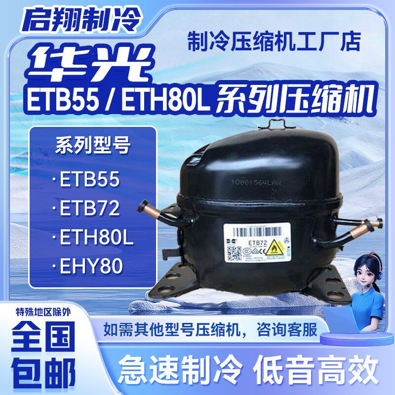 EY40L/ETB55/ETH60/110/130/150系列华光压缩机适用冰箱冷柜制冷 - 实物图