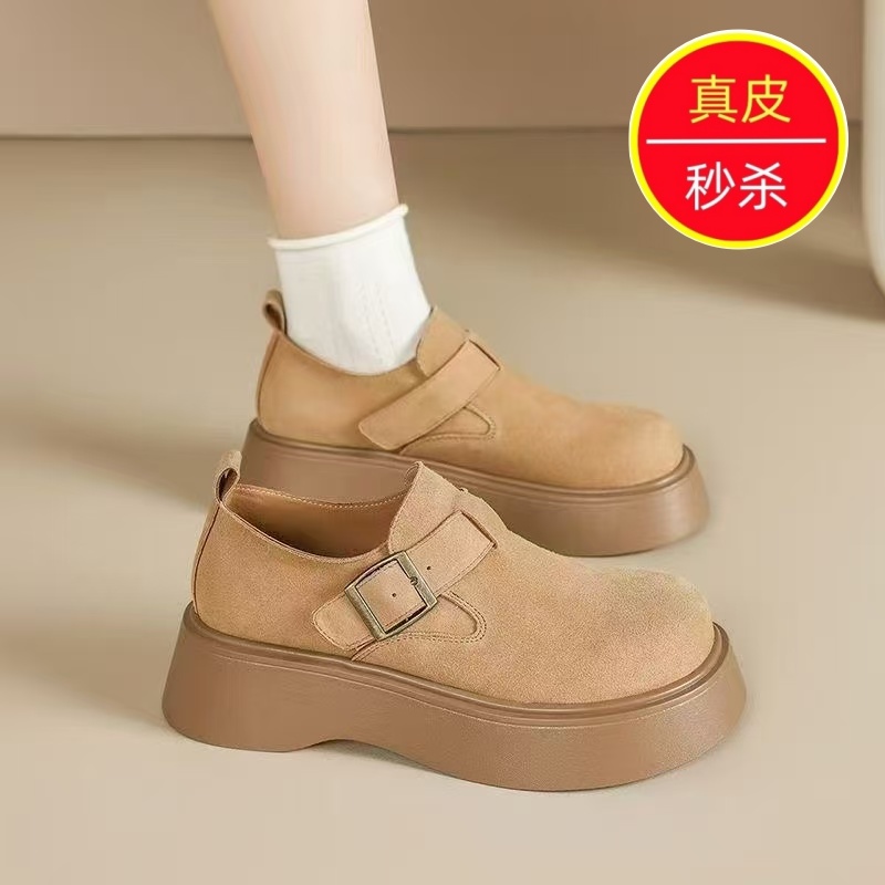 专柜2025新款秋季真皮厚底单鞋