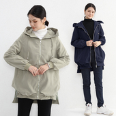 女装 宽松显瘦连帽中长款 秋冬季 大码 新款 胖mm韩版 风衣外套长袖 上衣