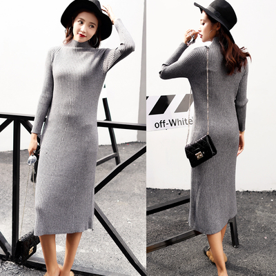 秋冬季修身风高领内搭针织打底裙