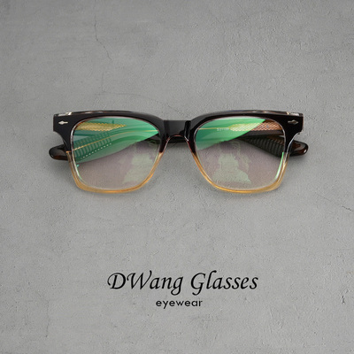 美式复古粗框撞色眼镜