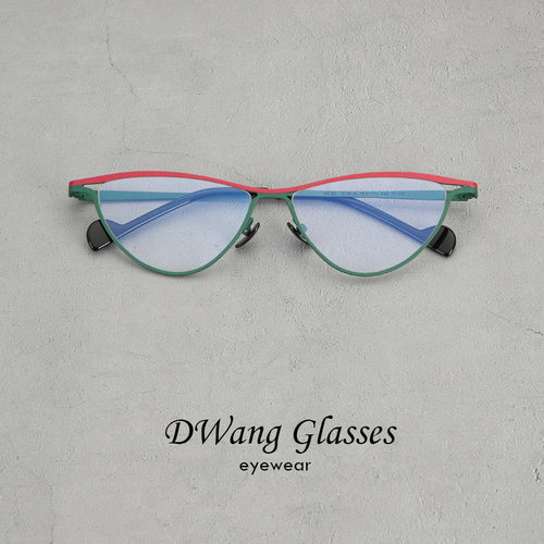 不锈钢金属猫眼设计师款复古镜框