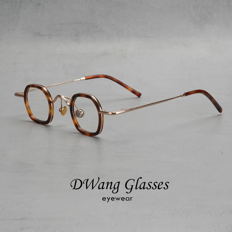 复古小框板材多边形锈钢镜架