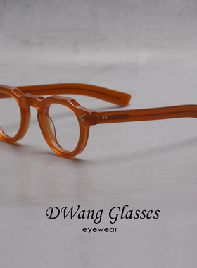 DWANG/板材小镜框铆钉黑粗复古眼镜男女质感镜框小脸防蓝光配近视