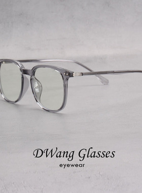 冷灰色TR90超轻镜框港风男潮复古个性女方框细边眼镜防蓝光配近视