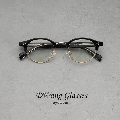 眉线复古英伦学院风金属眼镜