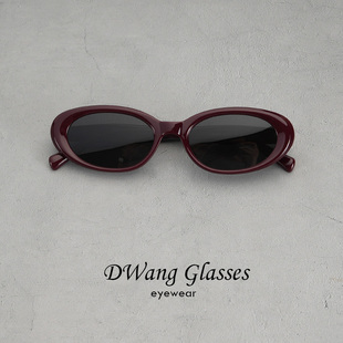 TR90扁圆波尔多红镜框显白复古偏光太阳镜防紫外线遮阳墨镜 DWANG