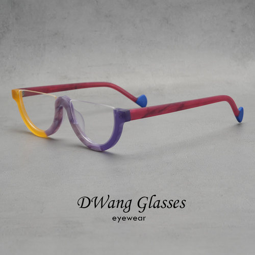 复古进口板材个性半框眼镜