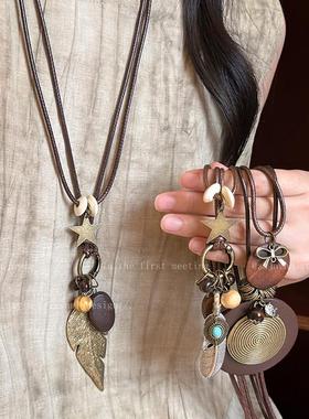 新中式禅意羽毛吊坠项链