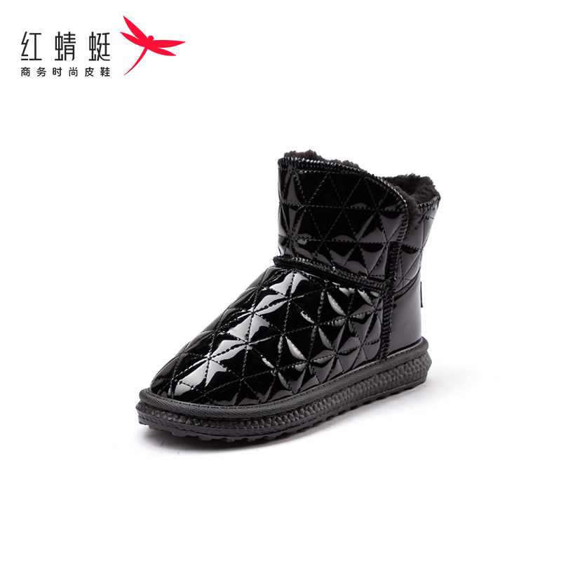 REDDRAGONFLY/红蜻蜓皮面防水防滑保暖加绒户外雪地靴女C2600216