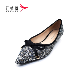 浅口一脚蹬小皮鞋 红蜻蜓春秋季 女士通勤乐福鞋 平底小香风单鞋 女鞋