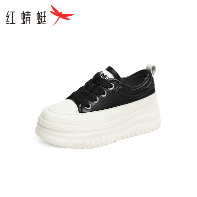 REDDRAGONFLY/红蜻蜓女士韩版学院风厚底系带出街松糕鞋WTB34061