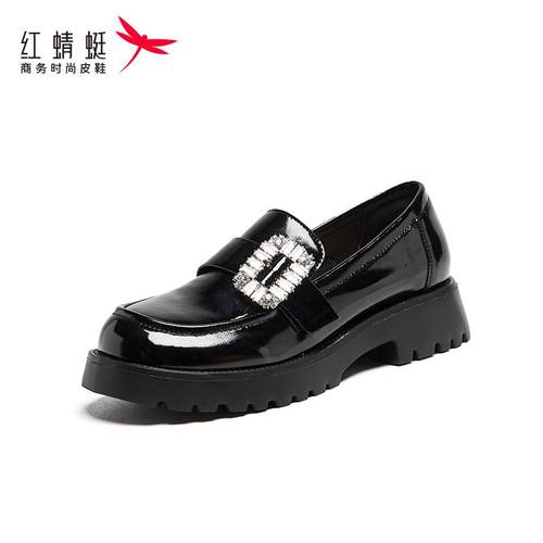 时尚优雅水钻方扣复古乐福鞋