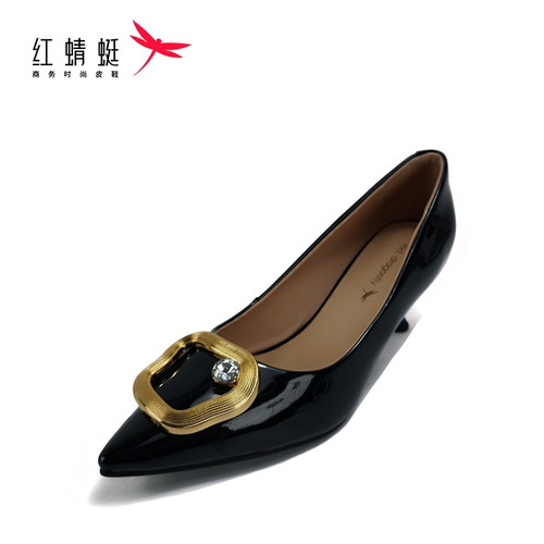 REDDRAGONFLY/红蜻蜓尖头细高跟气质通勤软底浅口单鞋女QB3300030