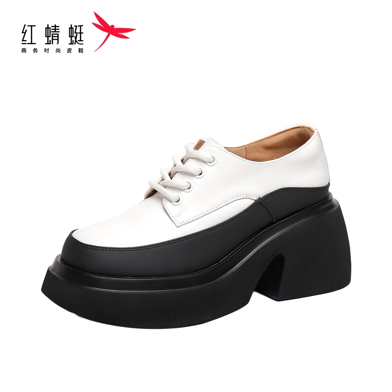 REDDRAGONFLY/红蜻蜓时尚英伦风厚底增高系带乐福鞋女鞋WTB23301